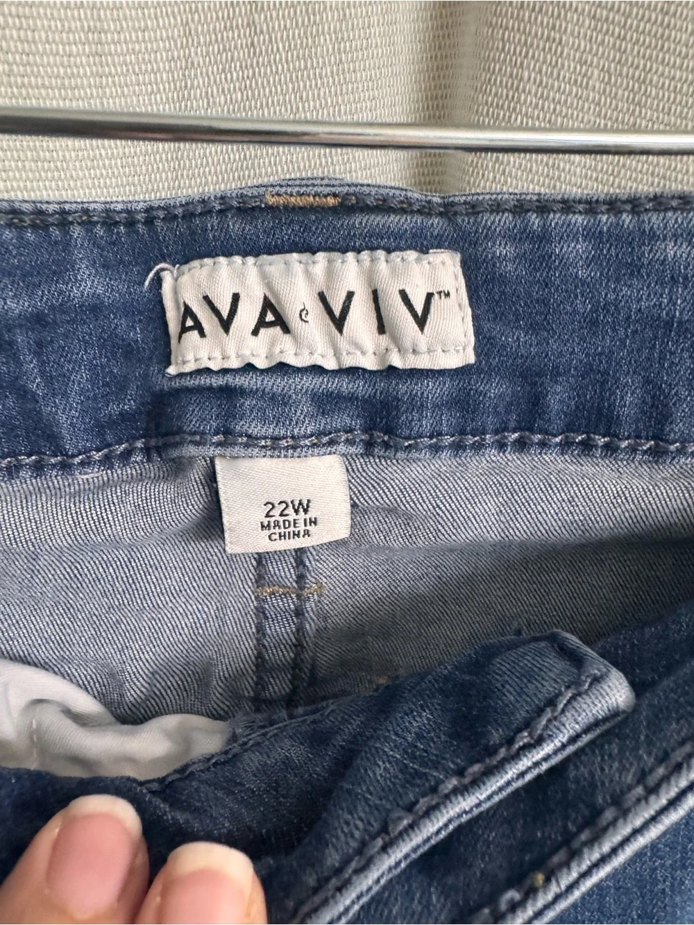 Ava & Viv Distressed Button-Fly Blue Jeans Jeggings